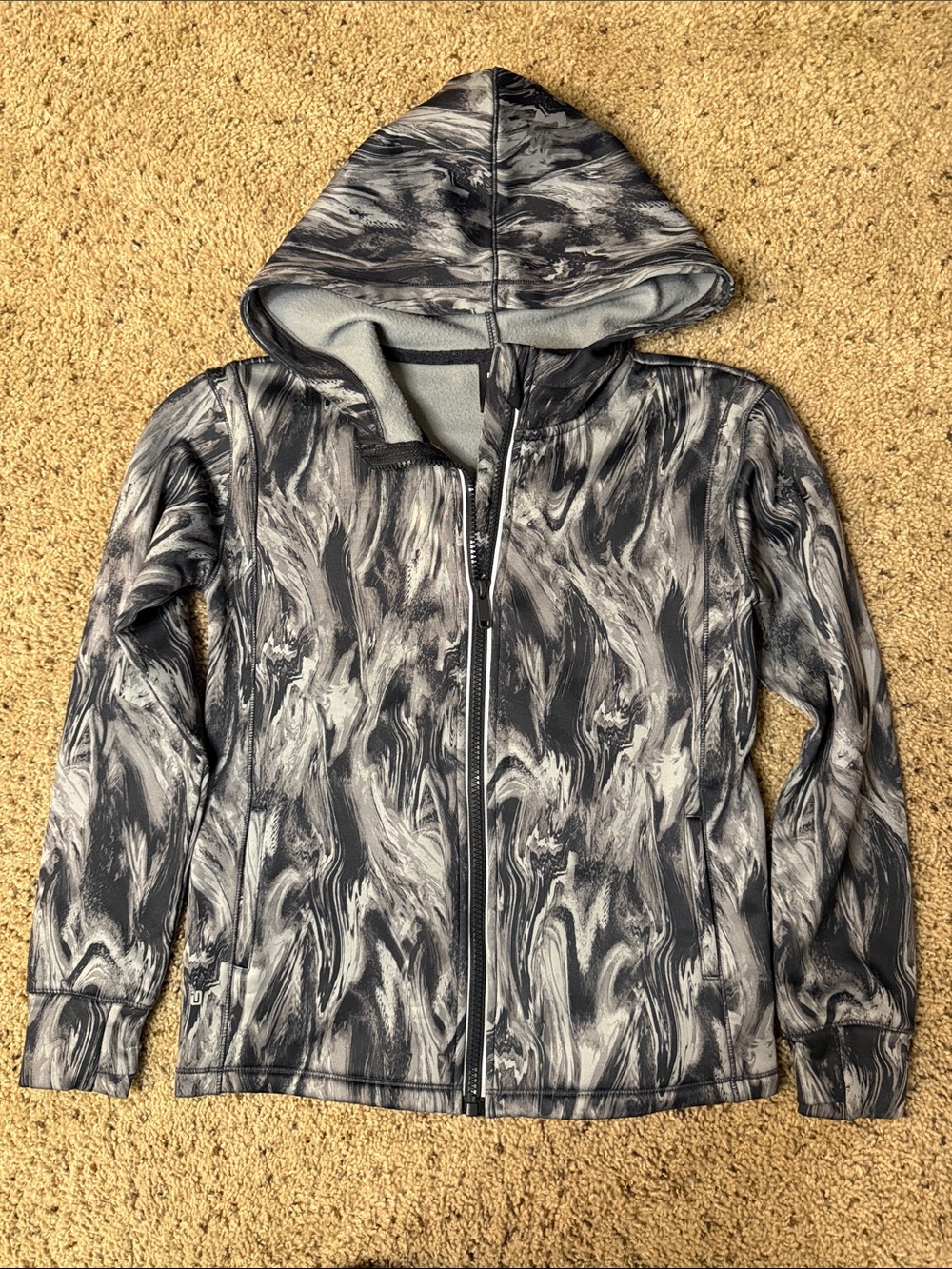 Ideology Black & Gray Marbled Hooded Zip Sweatshirt